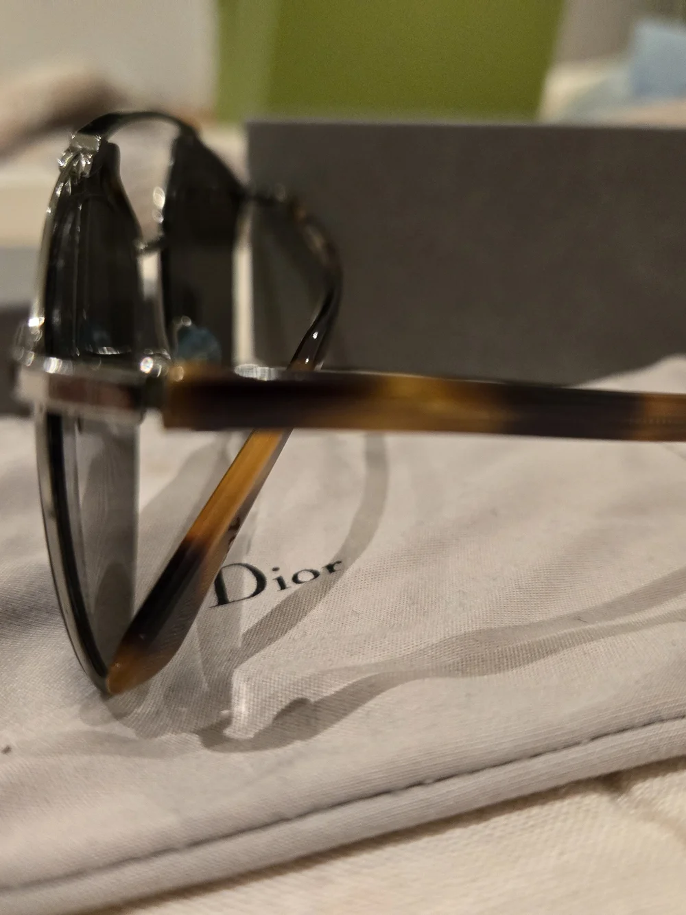 Dior Silver Metal Round Sunglasses with Dark Lenses